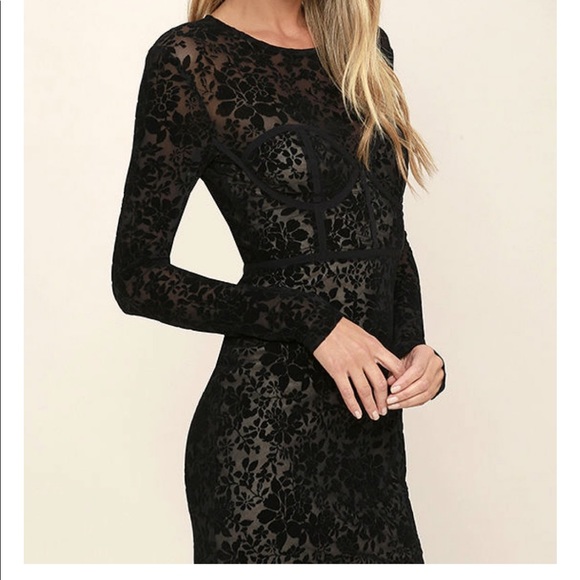 SOLD Lulus Cor-Set to Go Black Burnout Velvet - Picture 8 of 14